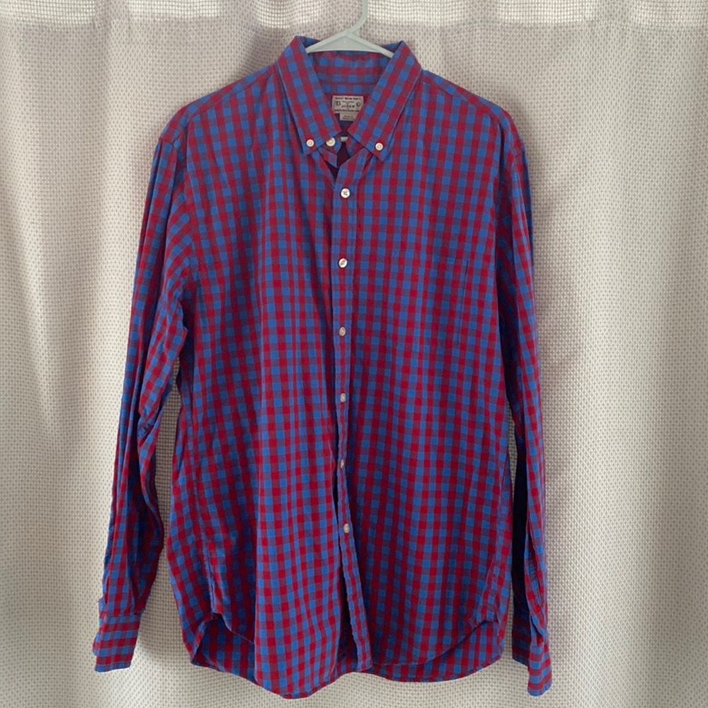 EUC - Men’s L - J.Crew L/S Checkered Plain button down shirt